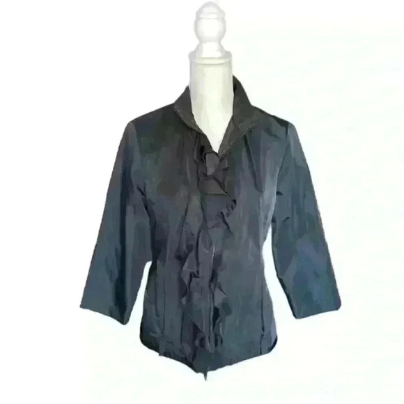 Black Ruffle Jacket Size Zenergy Chicos Size Medium​​ - Picture 1 of 6